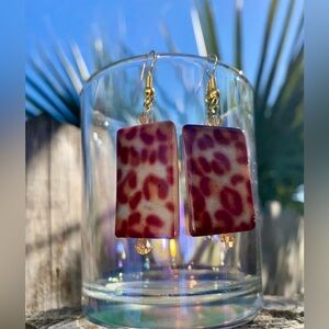 Leopard Print Crystal Earrings Handmade